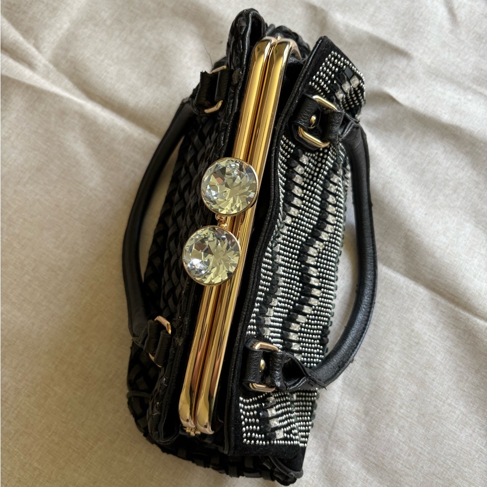 Black and Silver Sparkle with Gold Accent Handbag - Picture 2 of 9